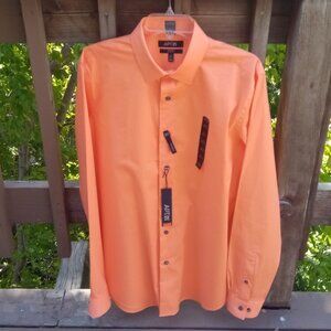 Apt. 9 orange stretch slim fit long sleeve shirt sz 16 1/2, sz 36/37 NEW